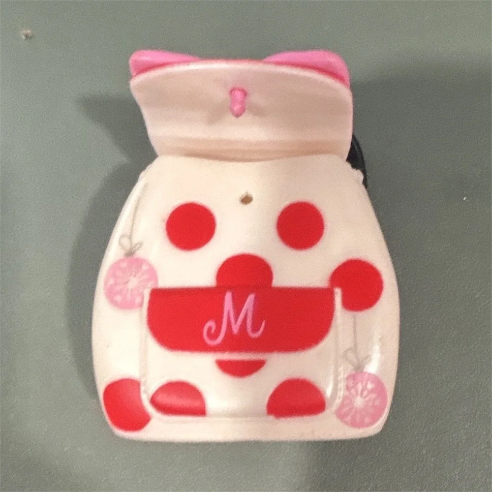 Disney Minnie Mouse Doll Backpack Bag Monogram Polka Dots Pink Bow